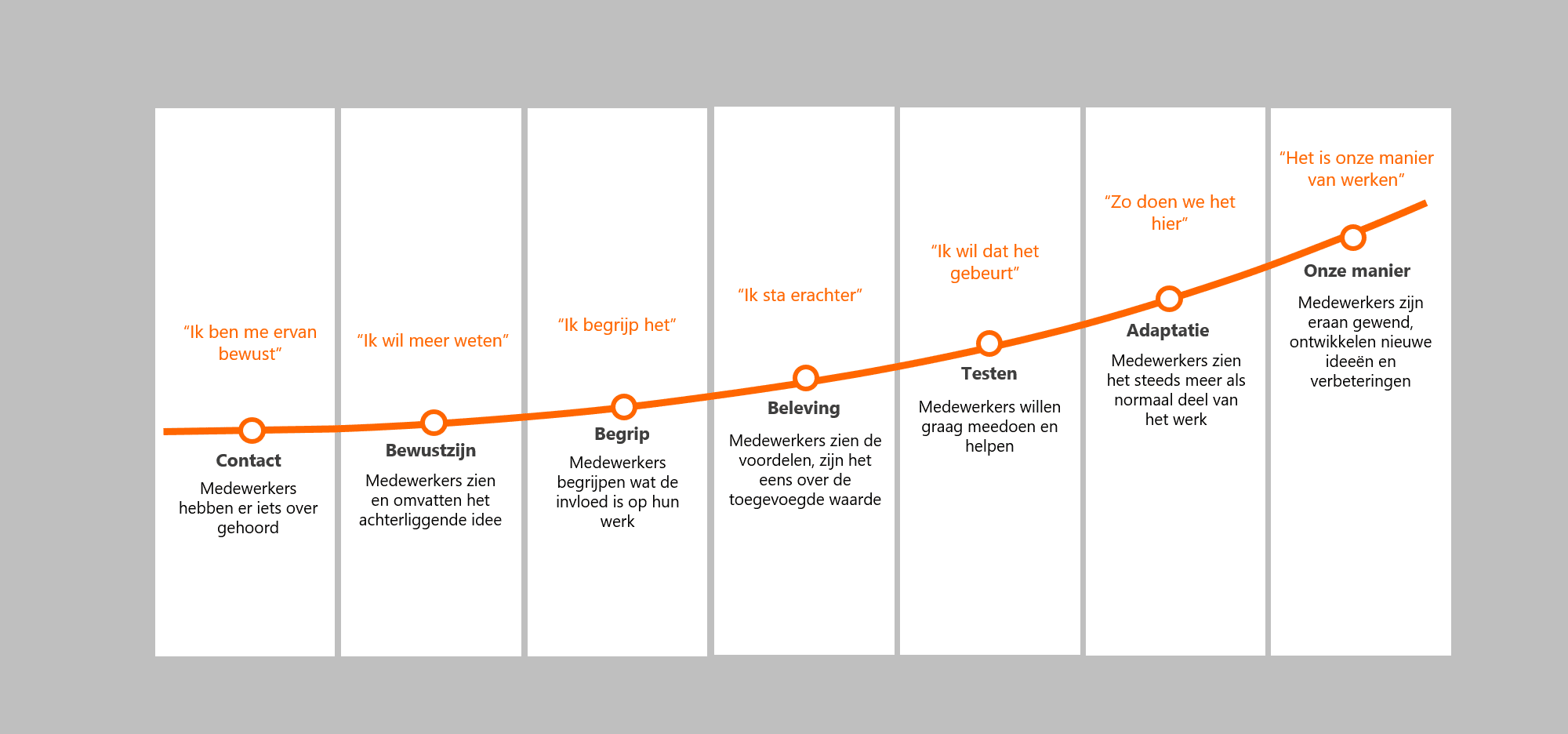 Een schema van de stappen in een adaptatietraject
