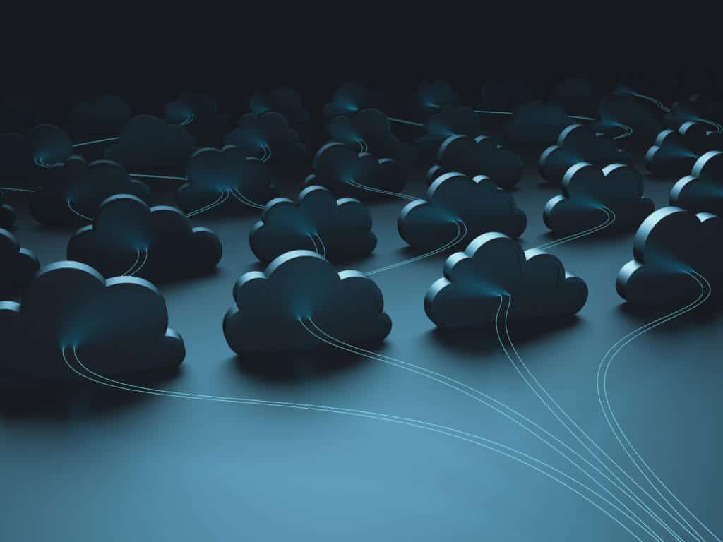 Een netwerk van wolken, als beeld bij cloudinfrastructuur